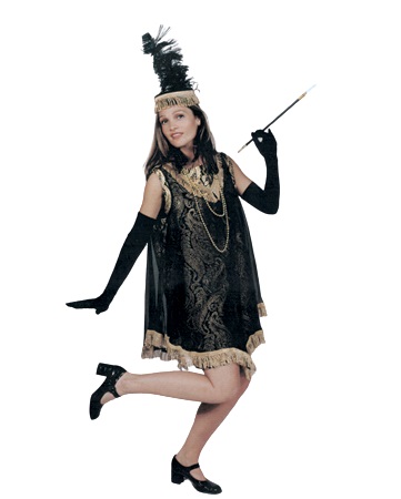 verhuur - carnaval - Maffia&Charleston-20&30 - Charleston dame zwart met goud